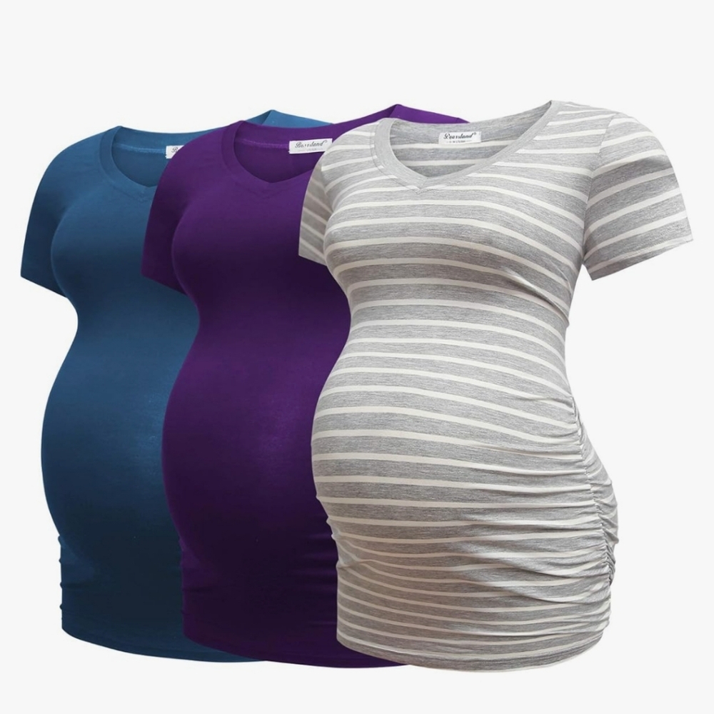Bearsland Womens 3 Pack V Neck Nursing Tops Maternity Breastfeeding Tee Shirts